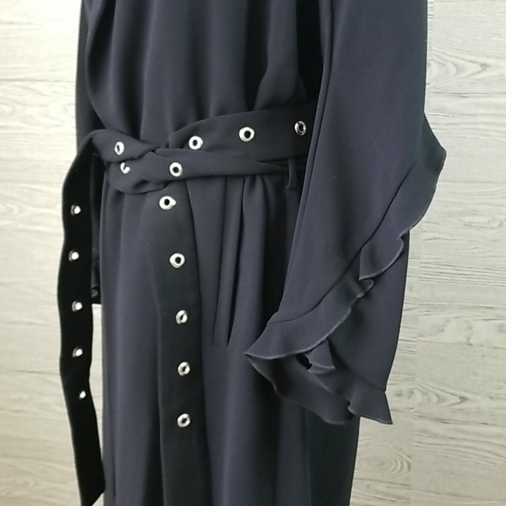 ZARA // ltd ed blogger fave ruffle detail metal grommet belt trench coat - Picture 10 of 16